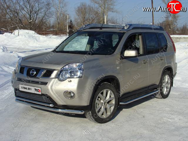 21 799 р. Защита переднего бампера нижняя d60,3*42,4 мм ТСС Тюнинг  Nissan X-trail  2 T31 (2010-2015) рестайлинг (нержавейка)  с доставкой в г. Москва