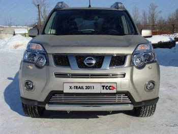 Верхняя декоративная вставка решетки радиатора ТСС Тюнинг Nissan X-trail 2 T31 рестайлинг (2010-2015) ()