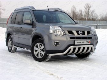 Защита переднего бампера нижняя 60,3*75 мм ТСС Тюнинг Nissan X-trail 2 T31 рестайлинг (2010-2015) ()