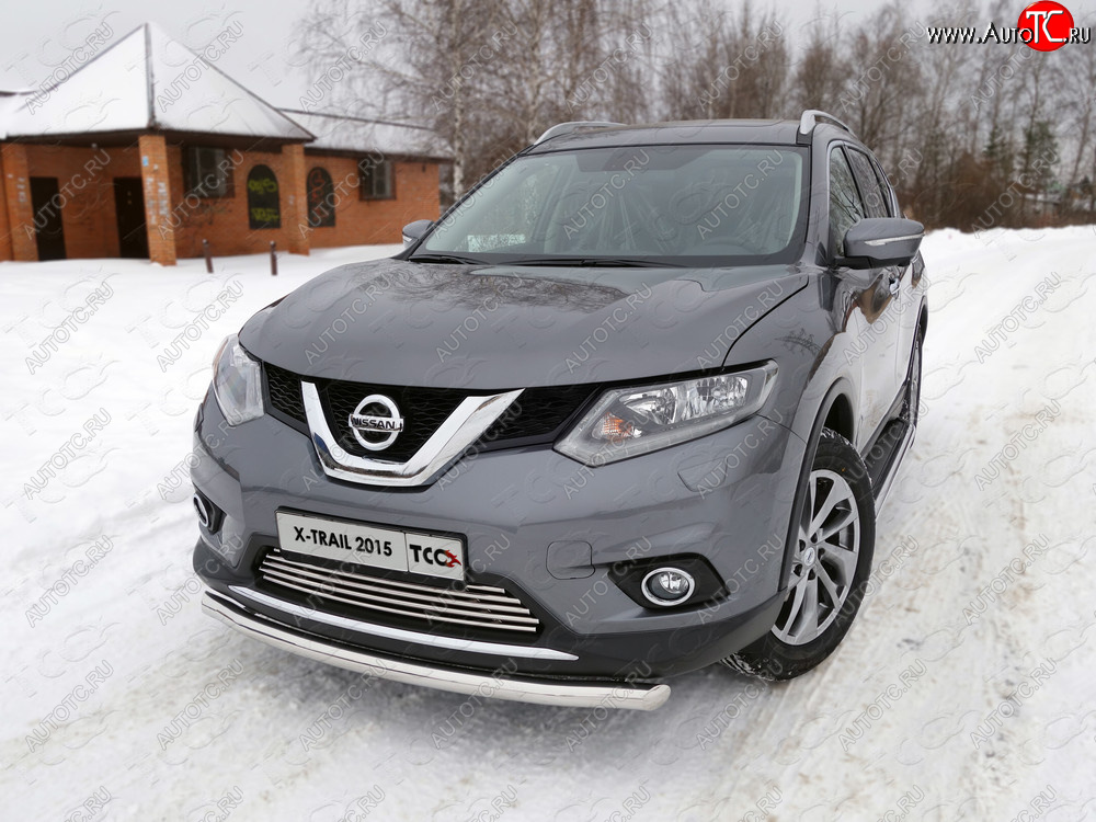 14 999 р. Защита передняя нижняя короткая 60,3 мм ТСС Тюнинг Nissan X-trail 3 T32 дорестайлинг (2013-2018) (нержавейка)  с доставкой в г. Москва