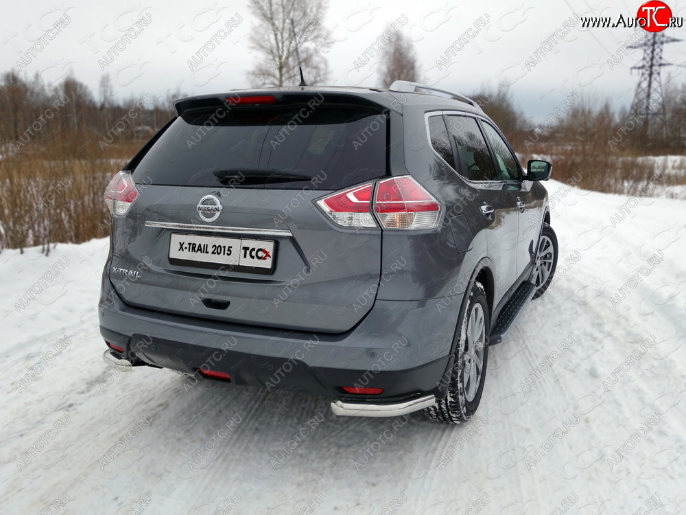 18 699 р. Защита заднего бампера (уголки, d60,3 мм) TCC Nissan X-trail 3 T32 дорестайлинг (2013-2018)  с доставкой в г. Москва