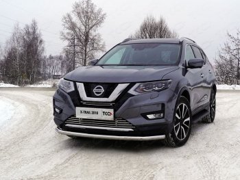 Защита переднего бампера нижняя d60,3 мм ТСС Тюнинг Nissan X-trail 3 T32 рестайлинг (2017-2022)  (нержавейка)