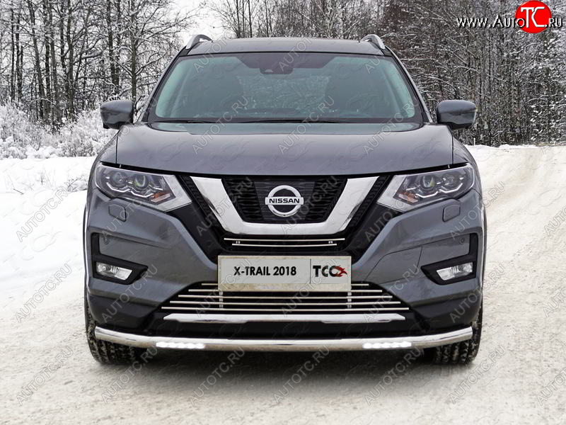 42 999 р. Защита переднего бампера нижняя с ДХО 60,3 мм ТСС Тюнинг Nissan X-trail 3 T32 рестайлинг (2017-2022) (нержавейка)  с доставкой в г. Москва