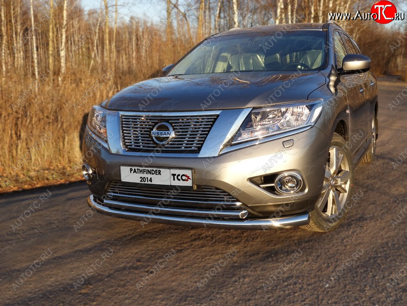 30 999 р.  Защита передняя нижняя двойная 76,1*50,8 мм Тюнинг Nissan Pathfinder R52 дорестайлинг (2012-2017) (нержавейка)  с доставкой в г. Москва