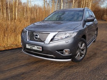 Защита переднего бампера нижняя d76,1 мм ТСС Тюнинг Nissan Pathfinder R52 дорестайлинг (2012-2017)  (нержавейка)