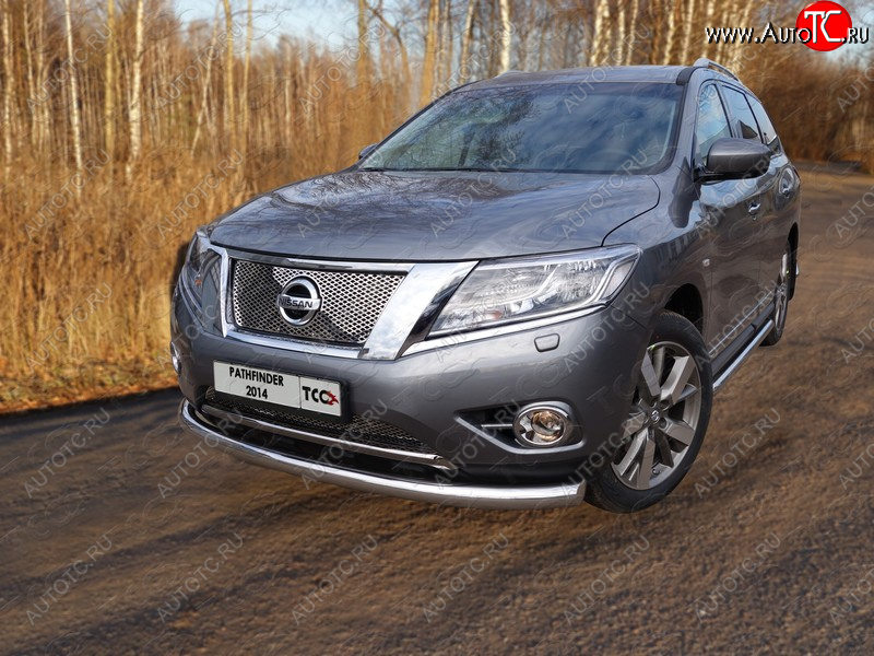 23 999 р. Защита переднего бампера нижняя d76,1 мм ТСС Тюнинг Nissan Pathfinder R52 дорестайлинг (2012-2017) (нержавейка)  с доставкой в г. Москва