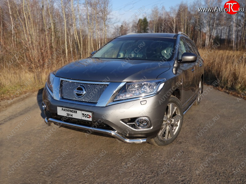 26 499 р. Защита переднего бампера кенгурин 60,3 мм ТСС Тюнинг Nissan Pathfinder R52 дорестайлинг (2012-2017) (нержавейка)  с доставкой в г. Москва