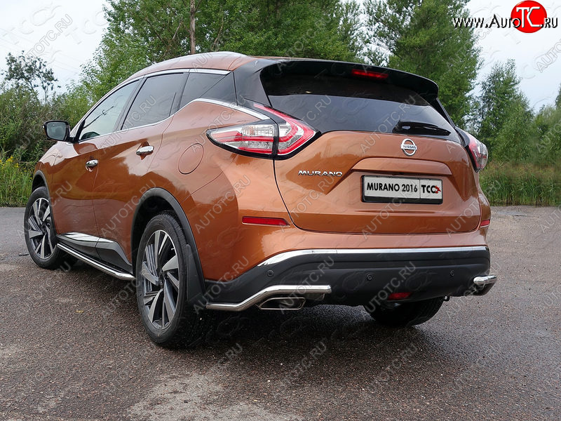 14 699 р. Защита заднего бампера (уголки, d42,4 мм) TCC Nissan Murano 3 Z52 дорестайлинг (2015-2022)  с доставкой в г. Москва