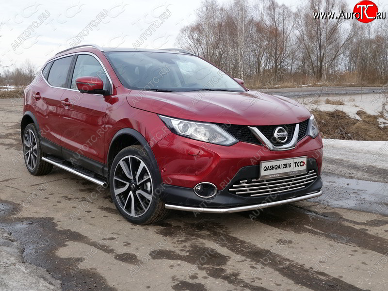 16 899 р. Защита переднего бампера нижняя 42,4 мм ТСС Тюнинг Nissan Qashqai 2 J11 дорестайлинг (2013-2019) (нержавейка)  с доставкой в г. Москва