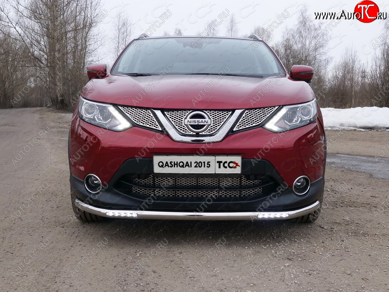 38 949 р. Защита переднего бампера нижняя с ДХО 60,3 мм ТСС Тюнинг  Nissan Qashqai  2 (2013-2019) J11 дорестайлинг (нержавейка)  с доставкой в г. Москва