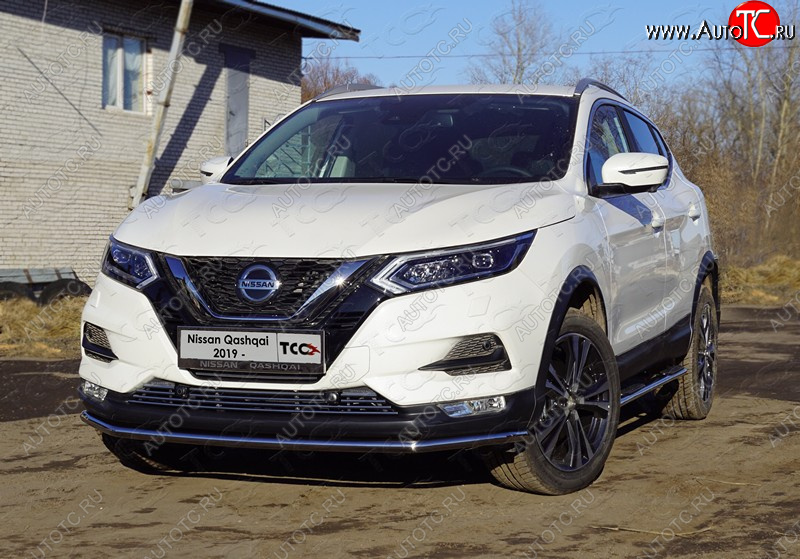 18 399 р. Защита переднего бампера нижняя 42,4 мм ТСС Тюнинг Nissan Qashqai 2 J11 рестайлинг (2017-2022) (нержавейка)  с доставкой в г. Москва