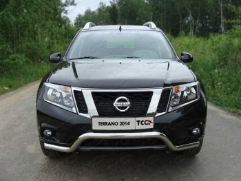 Защита переднего бампера кенгурин 60,3 мм ТСС Тюнинг Nissan (Нисан) Terrano (Террано)  D10 (2013-2016) D10 дорестайлинг  (нержавейка)