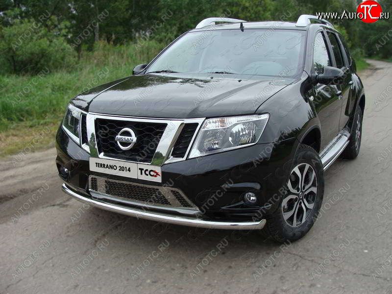 16 899 р. Защита переднего бампера нижняя d60,3 мм ТСС Тюнинг  Nissan Terrano  D10 (2013-2016) дорестайлинг (нержавейка)  с доставкой в г. Москва