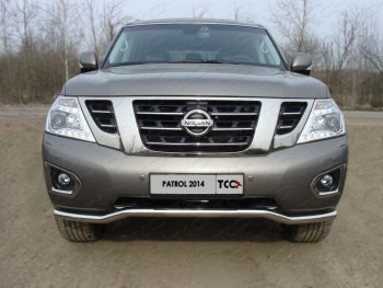 26 499 р. Защита переднего бампера кенгурин 60,3 мм ТСС Тюнинг  Nissan Patrol  6 (2014-2017) Y62 рестайлинг (нержавейка)  с доставкой в г. Москва. Увеличить фотографию 1