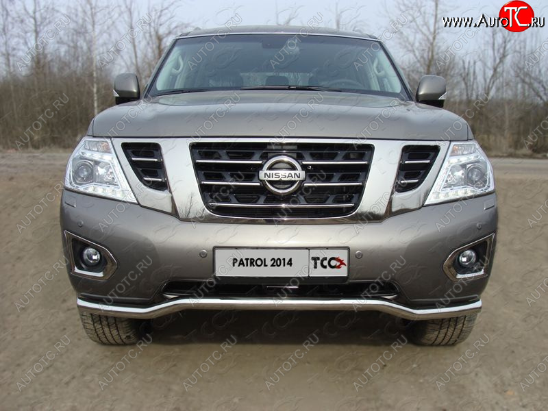 26 499 р. Защита переднего бампера кенгурин 60,3 мм ТСС Тюнинг  Nissan Patrol  6 (2014-2017) Y62 рестайлинг (нержавейка)  с доставкой в г. Москва