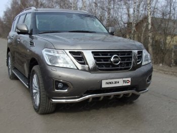 Защита переднего бампера кенгурин с вставкой 60,3 мм ТСС Тюнинг Nissan Patrol 6 Y62 рестайлинг (2014-2017) ()