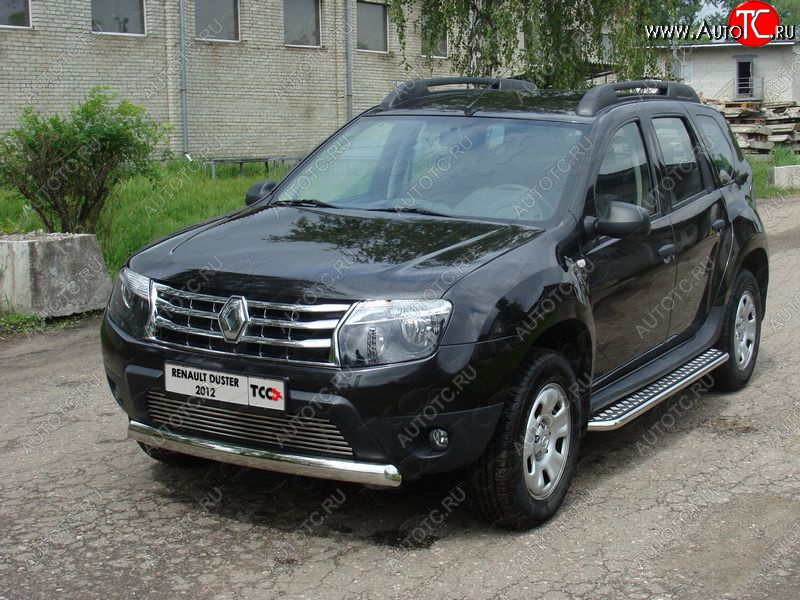 16 849 р. Защита передняя овальная короткая 75х42 мм ТСС Тюнинг  Renault Duster  HS (2010-2015) дорестайлинг (нержавейка)  с доставкой в г. Москва