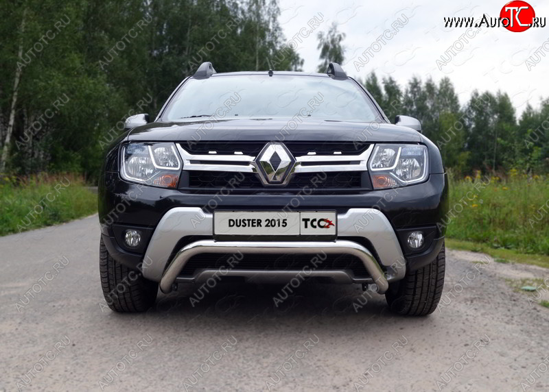 16 899 р. Защита переднего бампера кенгурин 60,3 мм ТСС Тюнинг Renault Duster HS рестайлинг (2015-2021) (нержавейка)  с доставкой в г. Москва