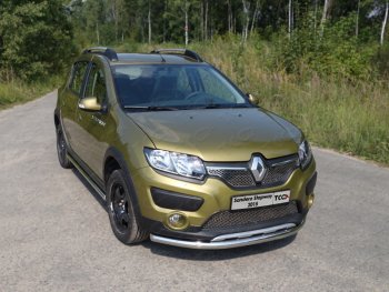 Защита переднего бампера нижняя d60,3 мм ТСС Тюнинг Renault (Рено) Sandero Stepway (Сандеро-Степвэй)  (B8) (2014-2018) (B8) дорестайлинг ()