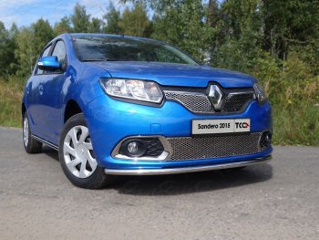 Защита переднего бампера нижняя d42,4 мм ТСС Тюнинг Renault Sandero (B8) дорестайлинг (2014-2018)  (нержавейка)