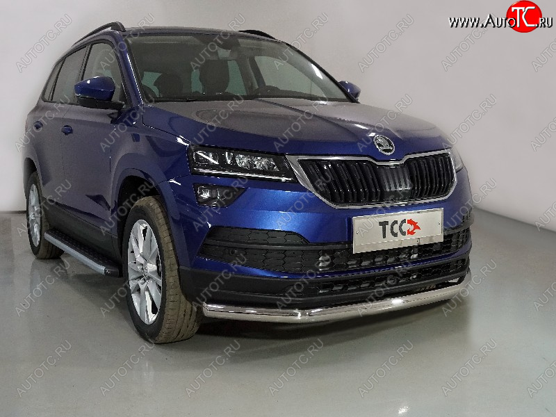 18 399 р. Защита переднего бампера нижняя d60,3 мм ТСС Тюнинг Skoda Karoq NU7 рестайлинг (2020-2024) (нержавейка)  с доставкой в г. Москва