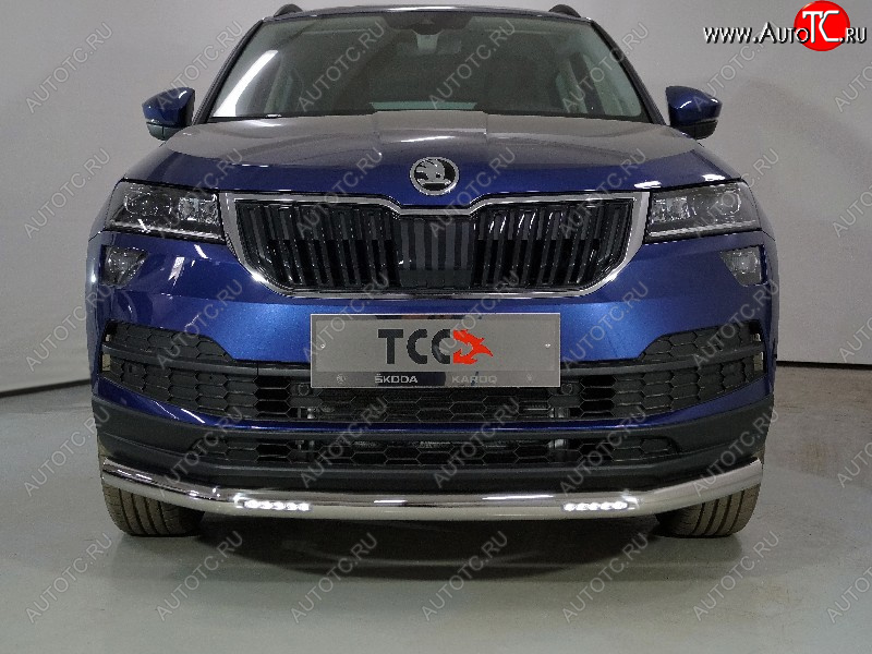 36 849 р. Защита переднего бампера нижняя с ДХО 60,3 мм ТСС Тюнинг Skoda Karoq NU7 рестайлинг (2020-2024) (нержавейка)  с доставкой в г. Москва