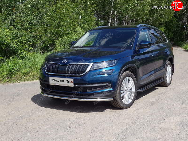 16 899 р. Защита переднего бампера нижняя d42,4 мм ТСС Тюнинг Skoda Kodiaq NU7 дорестайлинг (2017-2021) (нержавейка)  с доставкой в г. Москва