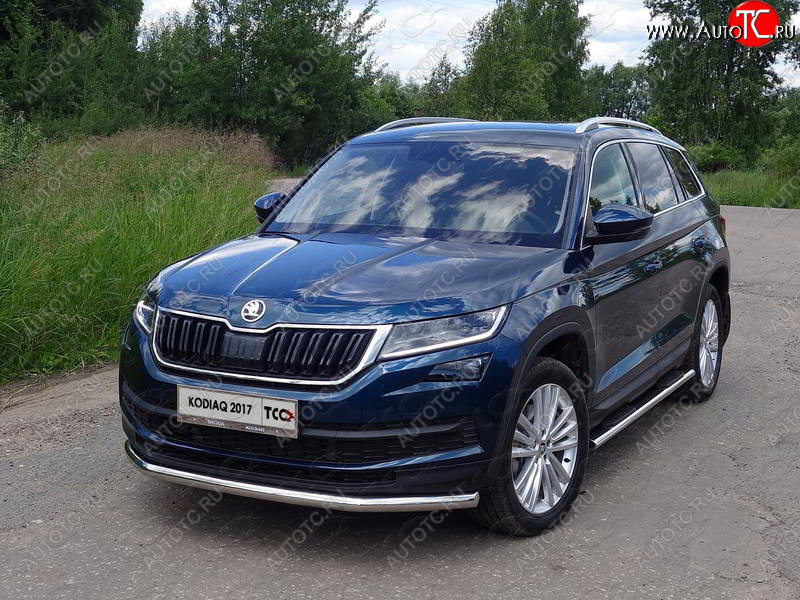 18 699 р. Защита переднего бампера нижняя d60,3 мм ТСС Тюнинг  Skoda Kodiaq  NU7 (2017-2021) дорестайлинг (нержавейка)  с доставкой в г. Москва