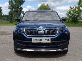 Защита переднего бампера нижняя с ДХО 60,3 мм ТСС Тюнинг Skoda Kodiaq NU7 дорестайлинг (2017-2021)  (нержавейка)