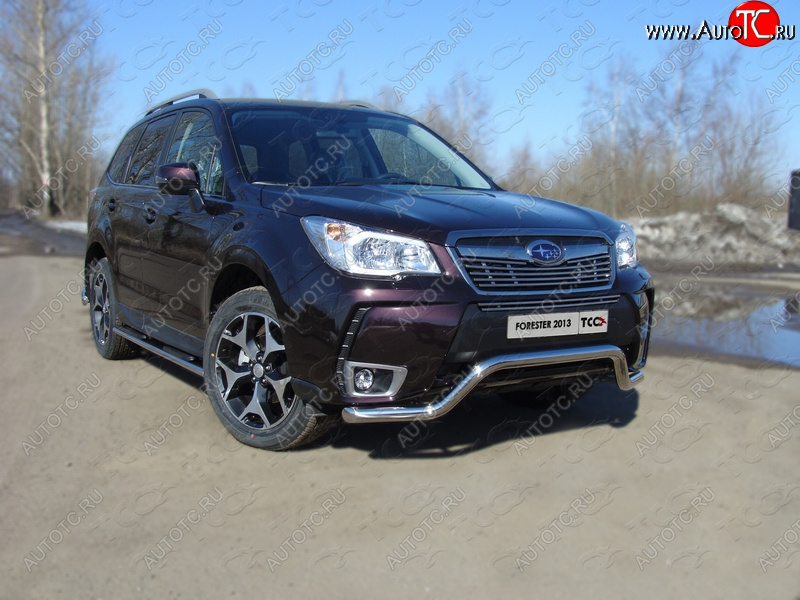 19 549 р. Защита переднего бампера кенгурин 60,3 мм ТСС Тюнинг  Subaru Forester  SJ (2012-2016) дорестайлинг (нержавейка)  с доставкой в г. Москва