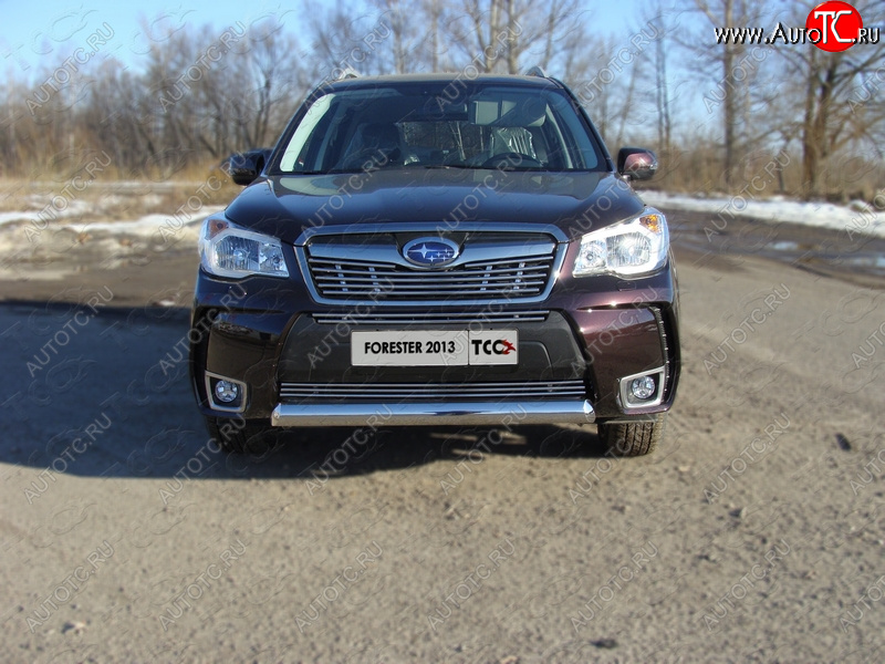 4 649 р. Нижняя декоративная вставка в бампер (спорт) ТСС Тюнинг  Subaru Forester  SJ (2012-2016) дорестайлинг (d 12 мм)  с доставкой в г. Москва