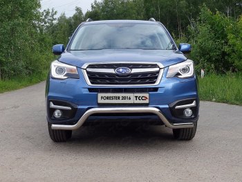 Защита переднего бампера кенгурин 60,3 мм ТСС Тюнинг Subaru (Субару) Forester (Форестер)  SJ (2016-2019) SJ рестайлинг  (нержавейка)