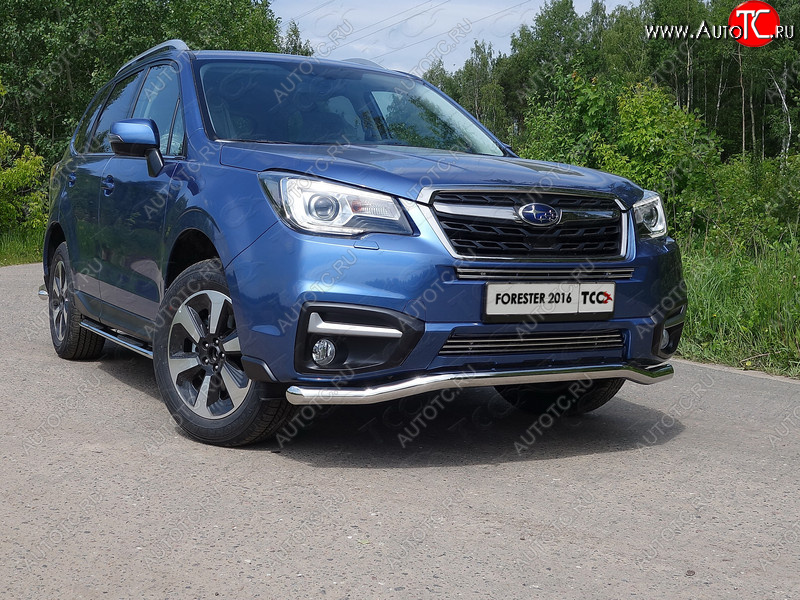 21 799 р. Защита переднего бампера нижняя d60,3 мм ТСС Тюнинг Subaru Forester SJ рестайлинг (2016-2019) (нрежавейка)  с доставкой в г. Москва