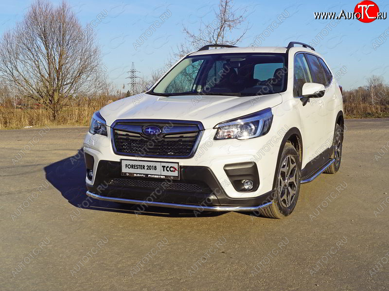 21 799 р. Защита переднего бампера нижняя d42,4 мм ТСС Тюнинг Subaru Forester SK/S14 дорестайлинг (2018-2021) (нержавейка)  с доставкой в г. Москва