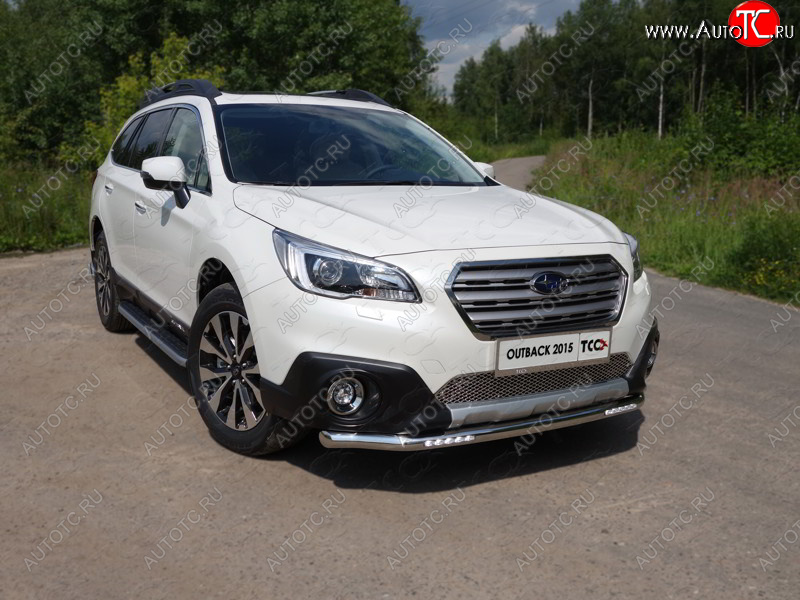 39 999 р. Защита переднего бампера нижняя с ДХО 60,3 мм ТСС Тюнинг Subaru Outback BS/B15 дорестайлинг универсал (2014-2018) (нержавейка)  с доставкой в г. Москва