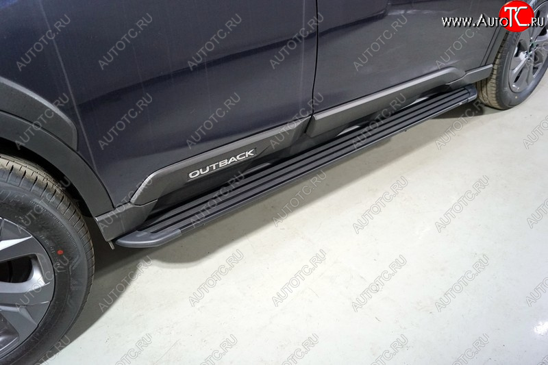 21 999 р. Пороги алюминиевые Slim Line ТСС Тюнинг  Subaru Outback  BT (2019-2024) универсал (Black)  с доставкой в г. Москва