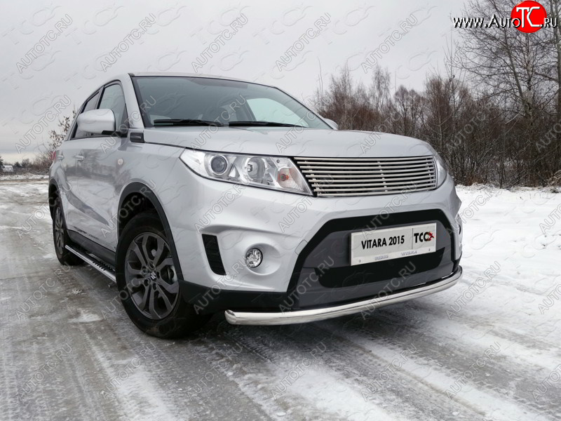 16 899 р. Защита переднего бампера нижняя d60,3 мм ТСС Тюнинг Suzuki Vitara LY дорестайлинг (2015-2019) (нержавейка)  с доставкой в г. Москва