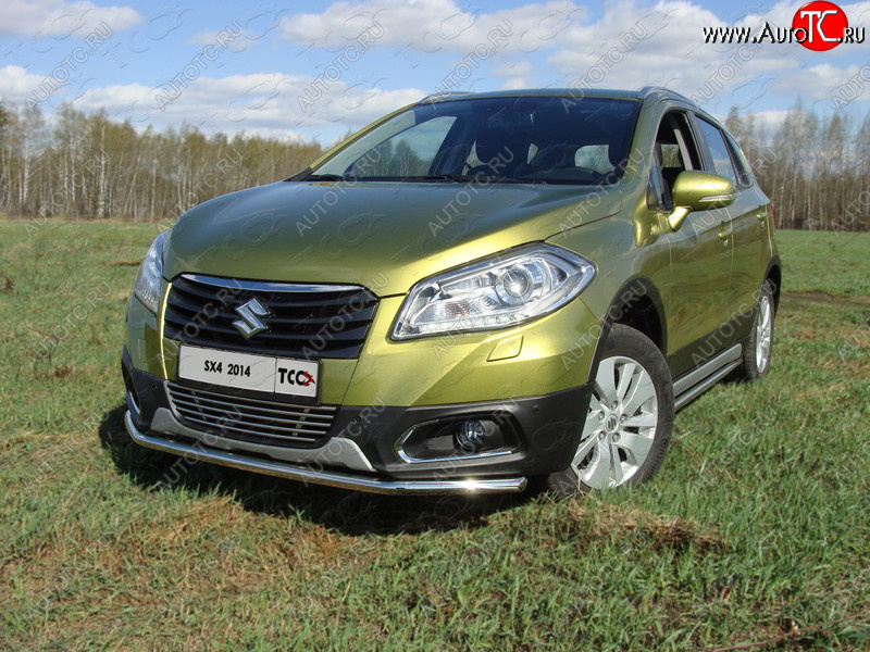 14 699 р. Защита переднего бампера нижняя d42,4 мм ТСС Тюнинг Suzuki SX4 JYB, JYA хэтчбэк дорестайлинг (2013-2016) (нержавейка)  с доставкой в г. Москва