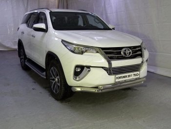 37 649 р. Защита передняя нижняя двойная 76,1*60,3 мм Тюнинг Toyota Fortuner AN160 дорестайлинг (2015-2020) (нержавейка)  с доставкой в г. Москва. Увеличить фотографию 1