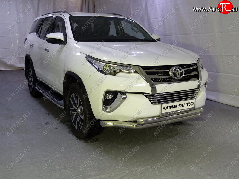 37 649 р. Защита передняя нижняя двойная 76,1*60,3 мм Тюнинг  Toyota Fortuner  AN160 (2015-2020) дорестайлинг (нержавейка)  с доставкой в г. Москва