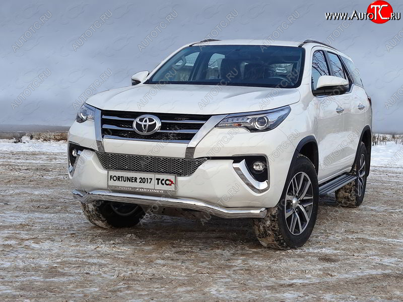 28 599 р. Защита переднего бампера волна d76,1 мм ТСС Тюнинг Toyota Fortuner AN160 дорестайлинг (2015-2020) (нержавейка)  с доставкой в г. Москва