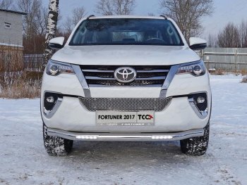 40 649 р. Защита переднего бампера нижняя с ДХО 76,1 мм ТСС Тюнинг Toyota Fortuner AN160 дорестайлинг (2015-2020) (нержавейка)  с доставкой в г. Москва. Увеличить фотографию 1