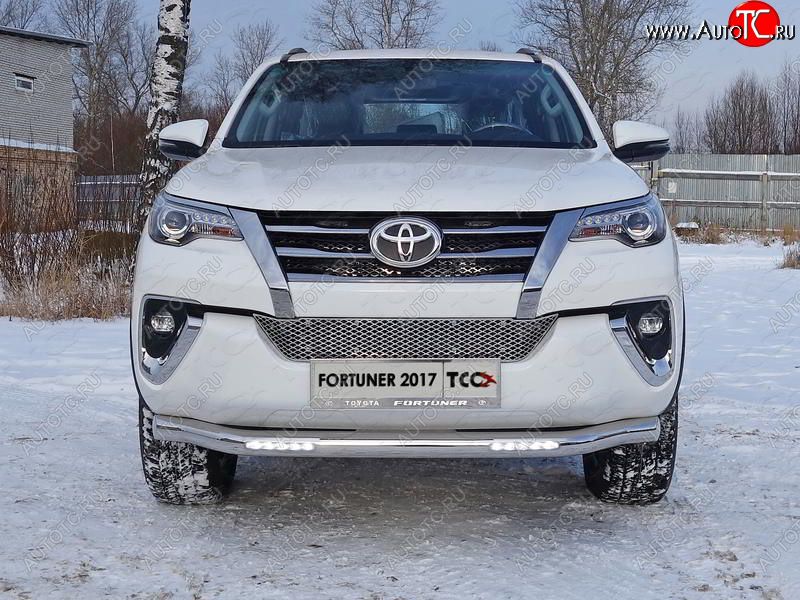 40 649 р. Защита переднего бампера нижняя с ДХО 76,1 мм ТСС Тюнинг Toyota Fortuner AN160 дорестайлинг (2015-2020) (нержавейка)  с доставкой в г. Москва