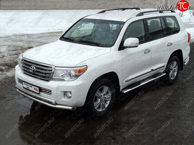 37 649 р. Защита передняя нижняя двойная 76,1*75 мм ТСС Тюнинг  Toyota Land Cruiser  200 (2012-2015) 1-ый рестайлинг (нержавейка)  с доставкой в г. Москва