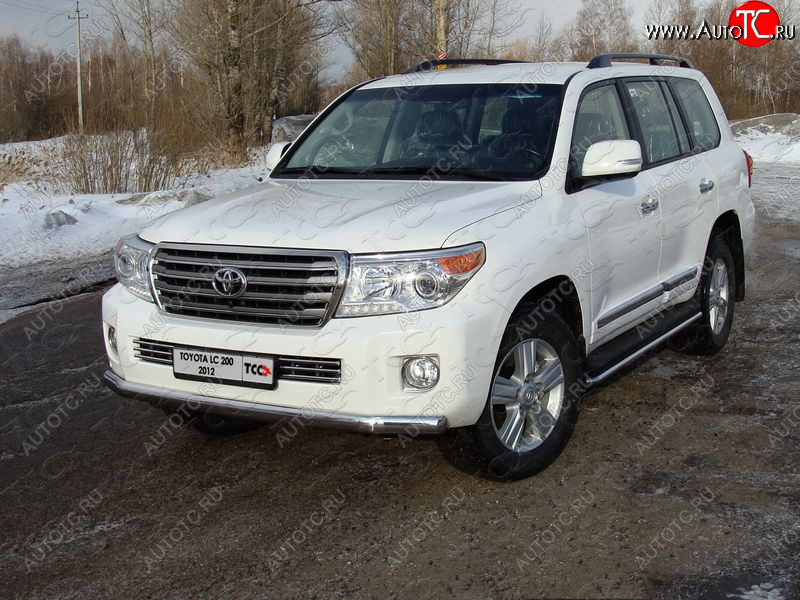 33 749 р. Защита передняя нижняя длинная 75*42 мм ТСС Тюнинг  Toyota Land Cruiser  200 (2012-2015) 1-ый рестайлинг (нержавейка)  с доставкой в г. Москва