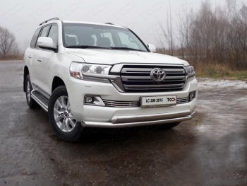 Защита передняя нижняя двойная 76,1*75 мм кроме EXECUTIVE ТСС Тюнинг Toyota (Тойота) Land Cruiser (Лэнд)  200 (2015-2021) 200 2-ой рестайлинг  (нержавейка)