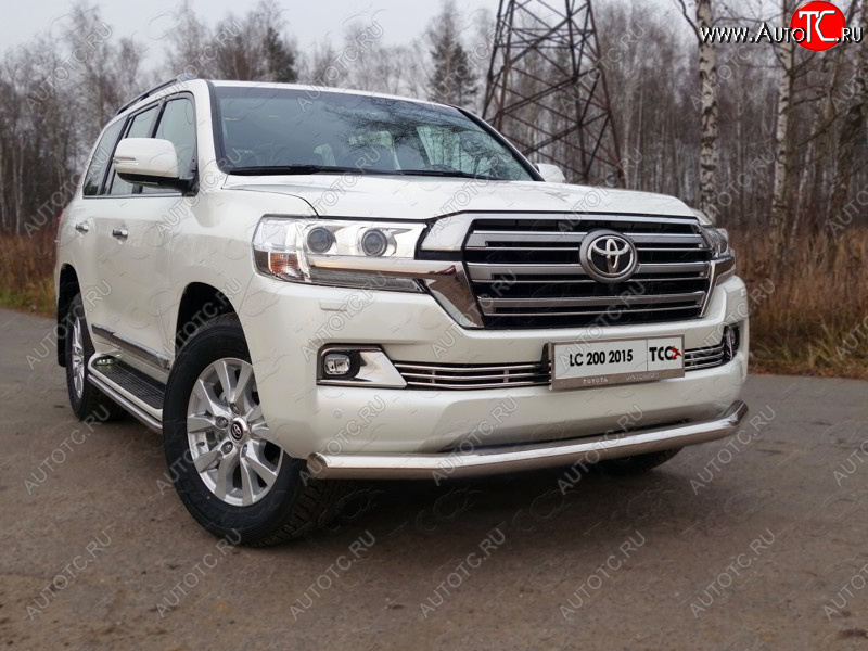 27 999 р. Защита переднего бампера нижняя d76,1 мм (кроме EXECUTIVE) ТСС Тюнинг  Toyota Land Cruiser  200 (2015-2021) 2-ой рестайлинг (нержавейка)  с доставкой в г. Москва