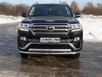 Защита передняя нижняя двойная 76,1*75 мм ТСС Тюнинг Toyota (Тойота) Land Cruiser (Лэнд)  200 (2015-2021) 200 2-ой рестайлинг  (нержавейка)