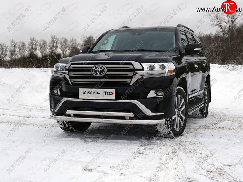 38 949 р. Защита передняя нижняя двойная 76,1*60,3 мм EXECUTIVE Тюнинг  Toyota Land Cruiser  200 (2015-2021) 2-ой рестайлинг (нержавейка)  с доставкой в г. Москва