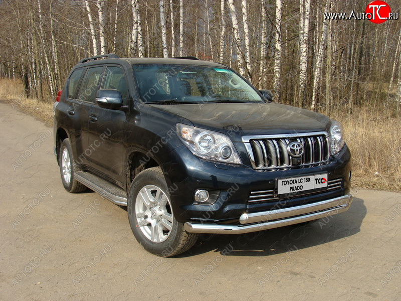 38 949 р. Защита переднего бампера нижняя d76,1*75 мм ТСС Тюнинг  Toyota Land Cruiser Prado  J150 (2009-2013) дорестайлинг (нержавейка)  с доставкой в г. Москва